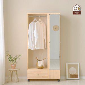 애르빈 원목 도어형 전신거울 이동식 옷 행거