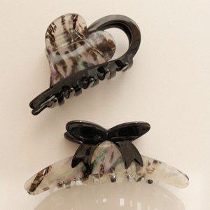 [제이로렌] 하트 리본 반묶음 집게핀 H01297