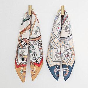 [애슬릿] 마차 체크 실크 미니 쁘띠 여성 스카프 손수건