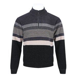 [리빌모아]남자 추동 고급 기모 반목 배색 반집업 니트 BR-KN-Q006-회색