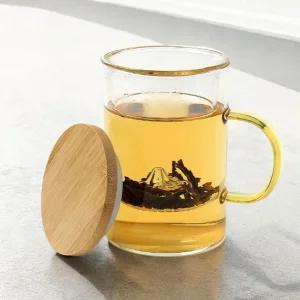 마운틴 내열 유리 티 머그 450ml 거름 망 글라스 컵/잔 찻잎 필터 뚜껑 찻잔 우리기 홈카페 차 우리는