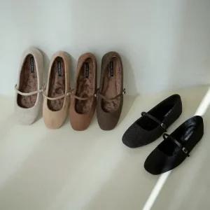 SOVO 몰리 메리제인 스트랩 털안감 단화 여성 플랫슈즈 1cm