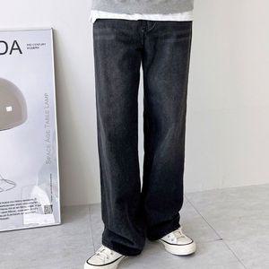 남자 베이직 루즈핏 흑청 와이드 데님 팬츠 청바지