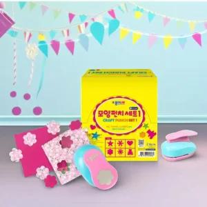 종이나라 모양펀치세트1 (대) 6종 펀칭기 공예 모양 별 하트 곰 구멍뚫기 타공기 미술