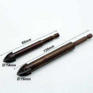 텅스텐 카바이드 유리 드릴 비트 기리 세트 14mm 16mm 합금 포인트 4 절삭 날 타일 및 크로스 스피어 헤드