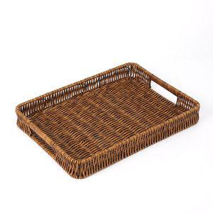 센스 사각 라탄짜임 트레이 35x25cm 수납바구니 사각바구니 사각트레이 사각쟁반 라탄트레이 l