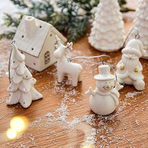 크리스마스장식 화이트 도자기 오너먼트 트리 눈사람 산타 사슴 택1 / 크리스마스소품 겨울