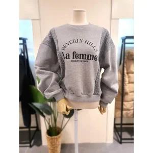 [대구백화점] [미스칸트]니트 배색 맨투맨 그레이(KETSP213GR)