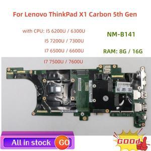 NM-B141 마더 보드, 레노버 씽크패드 X1 카본 5 세대 노트북 마더 보드, CPU I5 I7 6 세대, 7 세대 RAM 8G,