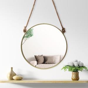 (골드) 벽거울(60cm) 원형 스트랩 빈티지