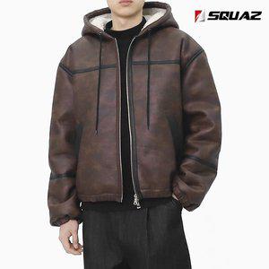 [스콰즈]남자 크렉 레더 무스탕 자켓 양털 후드 점퍼 SWT001
