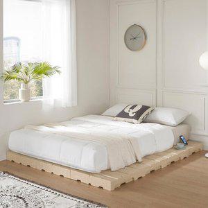 하이어 매트리스 받침대 퀸킹 베이지 침대 높이 조절 프레임