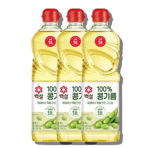백설 식용유 콩기름 0.9L 3개 콩 100% 대두유