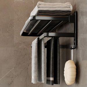 [기타]욕실 NEFFQDPY 무타공수건걸이 접이식 2단 샤워 타올걸이
