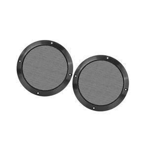 히하하 2pcs 6.5인치 금속 광택 오디오 스피커 커버 메시 서브우퍼 그릴 혼 가드 장식용 서클 프로텍터 블랙 자동차 교체용 내구성 소재