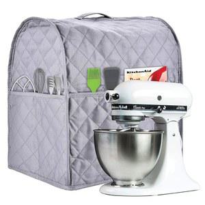 Kitchenaid 믹서와 호환되는 스탠드 믹서 커버, 모든 틸트 헤드 및 볼 리프트 모델, 퓨어 코튼, 미세, 소프트, 퇴색이 쉽지 않고 필링이 않습니다(회색, 6~8쿼트에 적합)