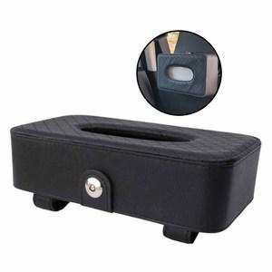 선바이져형 차량용 블랙 클립 사각 티슈 걸이형 케이스 행거 1p 가죽 커버 보관 휴지