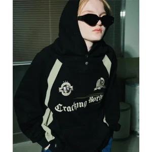 꼼파뇨 11월 26일 배송 크래킹 스냅 레글런 후드티 블랙