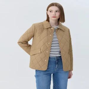 헤지스 여성 24SS [클리어런스][스테디셀러]베이지 퀼팅 긴팔점퍼 WSJU4AC11I2