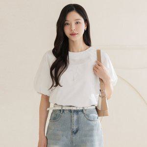 [시크라인] 아더리 래글런 퍼프 밴딩 소매 블라우스