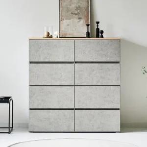 블록 E0 광폭 4단 와이드 오크 상판 LPM 서랍장 1200 세트  착불