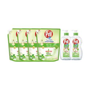 프릴 시크릿오브 맑은식초 사과,용기, 700ml, 2개 + 리필, 1L, 4개