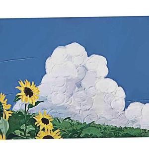 해바라기 벽세련 커튼 패브릭 포스터 포인트 액자 어 L