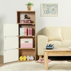 4단 화이트고급도어 우드 수납장 진열장 DIY 선반