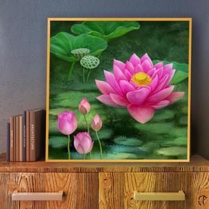 연꽃그림액자유니 풍수그림 돈들어오는 꽃그림 50goldAL9