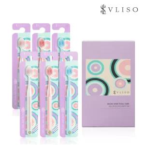 VLISO 브리소 마이크로와이드 토탈케어 6개입 부드러운 칫솔 임산부 잇몸 미세모 이중미세모
