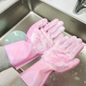고무장갑 실리콘 설거지 수세미 장갑 핑크 수세미장갑
