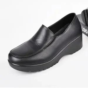 소가죽 발이편한 여성통굽구두 6.5cm 키높이 통굽부츠