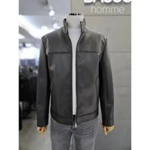 [바쏘옴므]바쏘옴므 세이브존03 바쏘옴므 25 다크그레이 핸드 오일브러시 비건레더 블루종점퍼 WSAGZ5UA29A