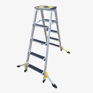 5단 미니 아웃트리거 HSN-L2039 미끄럼방지 포함 광폭형 안전 사다리 경량 이동식 사다리