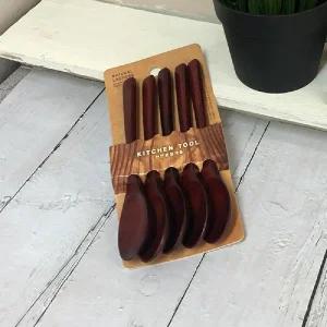 (5개입) 옻칠 티스푼/나무/스푼/아이스크림/커피/우동/미니/숫가락/세트/요리/디저트/요거트/소스/요플레