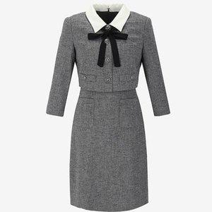 리본 욥션 카라배색 투피스형 원피스 /OB4OPQ7MB_SH