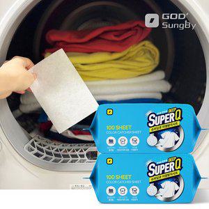 [GODSUNGBY]슈퍼딥큐 이염방지시트 100매+100매 대용량 흰옷이염 얼룩방지 먼지흡착 세탁티슈