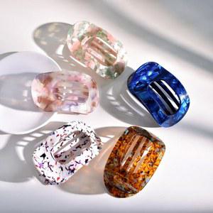 클립 여성용 멀티 컬러 아세트산 플레이트 타원형 플랫 헤어 클로 1개 세트 다양한 s를 사용하는 두꺼운 머리카락 머리에