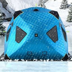 큐브 텐트 방수 캠핑용 트라이캠프 원처치 3.3M 아이스 난방 에어텐트 이글루 블루