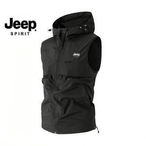 JEEP 지프 아웃 조끼 나일론 후드조끼 반집업 바람막이