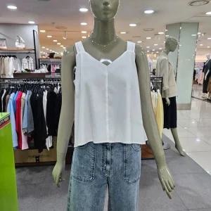 시슬리/애플아울렛/린넨 스위트 하트 슬리브리스 블라우스 SAWSC9531