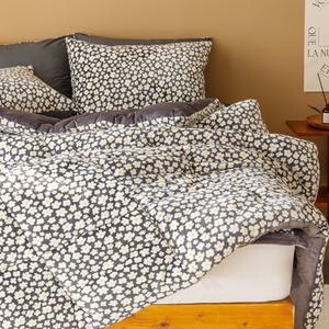 바숨 플라워 겨울 극세사 차렵이불+카페트+베개커버 침구세트 퀸 Q