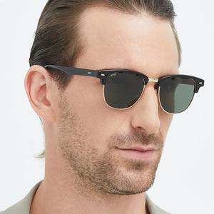 휴고 보스 선글라스 BOSS1381S 2M2QT 명품 사각 하금테 블랙 반뿔테