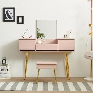 [피커]입식화장대 화장품정리함 의자세트 선명한 거울