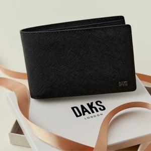 닥스 액세서리 남성 24FW [스테디셀러]블랙 로고장식 소가죽 반지갑 WBWA4F725BK