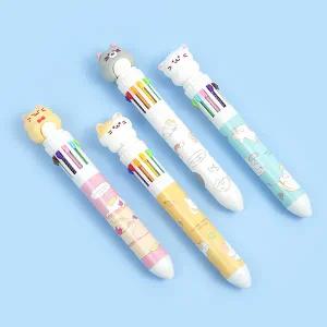 핑크풋 냥냥 피규어 10색 볼펜 0.5mm 캐릭터 멀티펜