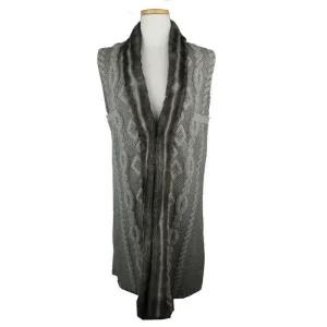 [중고명품] 메탈릭실버 울혼방 렉스 퍼 니트 베스트 36