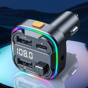 차량용 Bluetooth 5.3 주파수 변조 송신기 듀얼 USB Type-C 3.1A 급속 충전기 AUX 오디오 어댑터 키트, 스