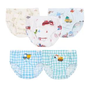 [오가닉맘팬티] 자동차 중장비 무늬 남아삼각팬티 5종세트