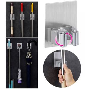 벽고정 접착식 스텐 밀대 꽂이 홀더 빗자루 걸이 대걸레 청소포 거치대 카페 학교